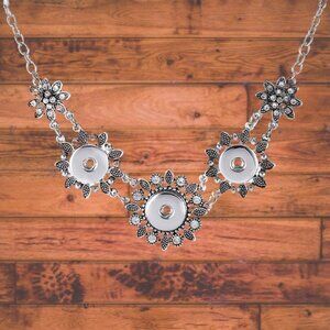 Rhinestone Snap Necklace Sunflower fits 3 Snap Buttons 18/20mm